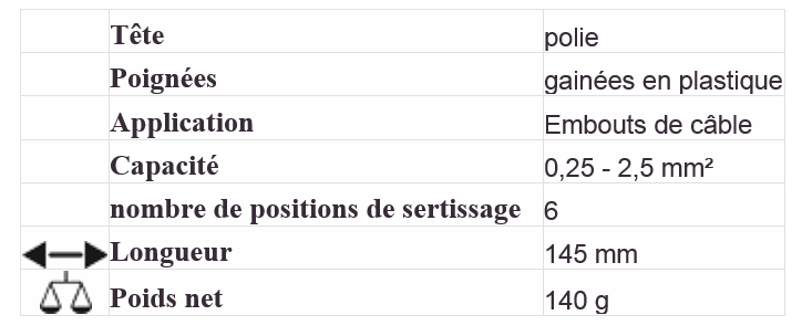 Pince à sertir les manchons